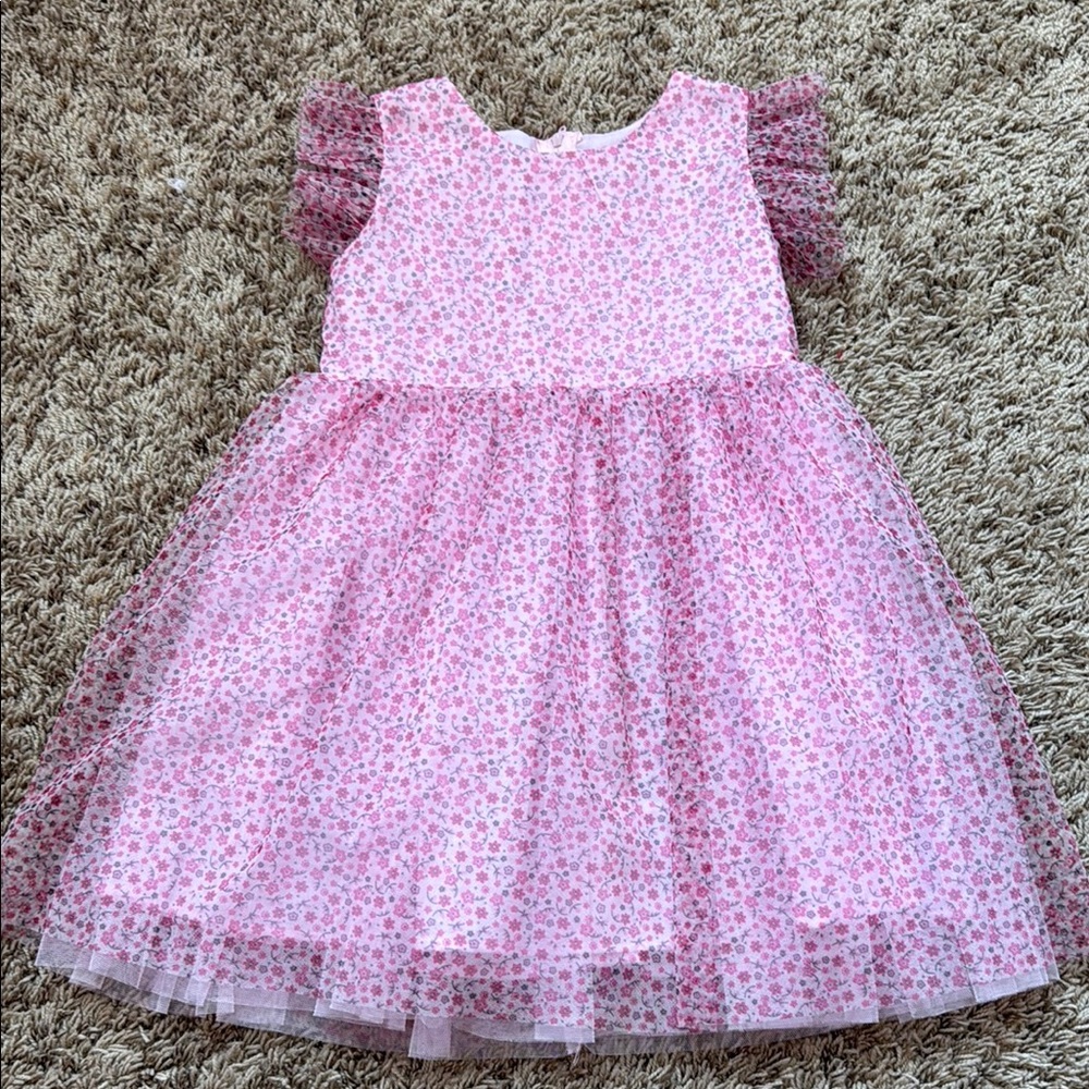 Pink Floral Tulle Dress